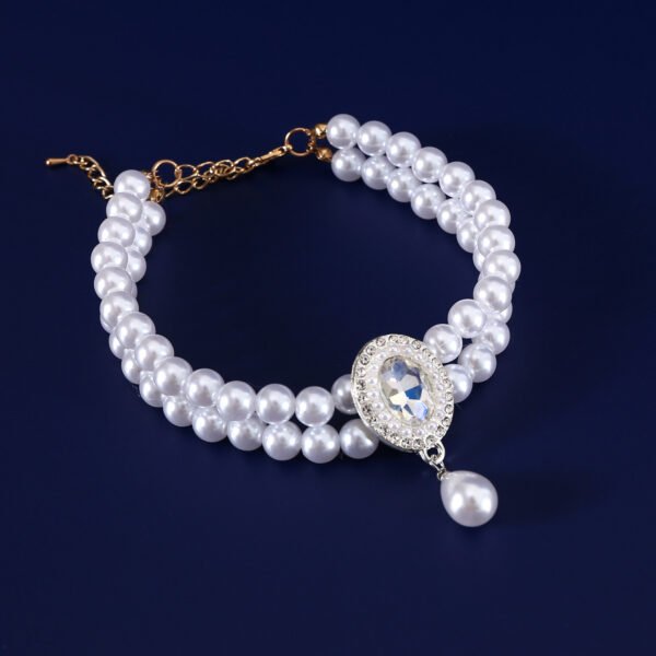 Double-layer Pearl Pet Necklace Maltese Puppy Luxurious Color Gem Pendant Princess Collar - Image 2