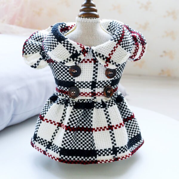 Dog Transformation Dress New Cat Apparel Pet Apparel Warm Princess Fragrant Wind Doll Collar Skirt Plaid Retro - Image 3