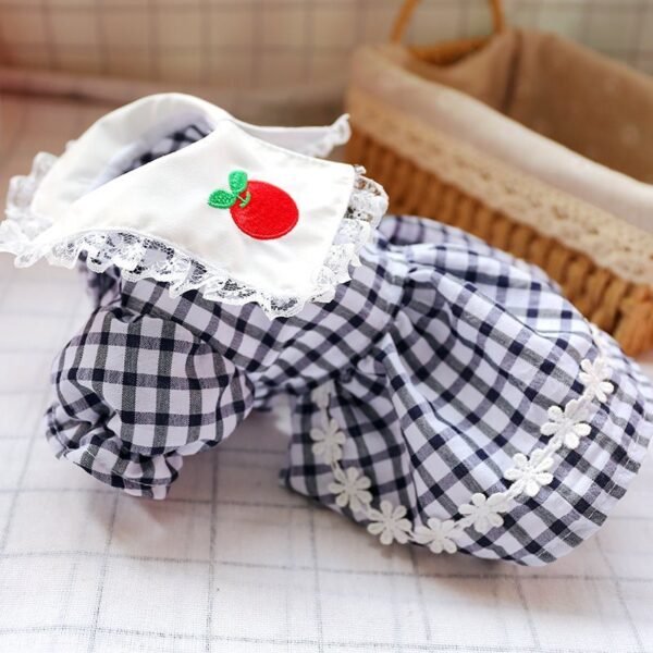 Pet Clothing Teddy Bear Bomei Cat Dog Spring And Summer Princess Plaid Lace Dress Small Dog Clothing - Image 3