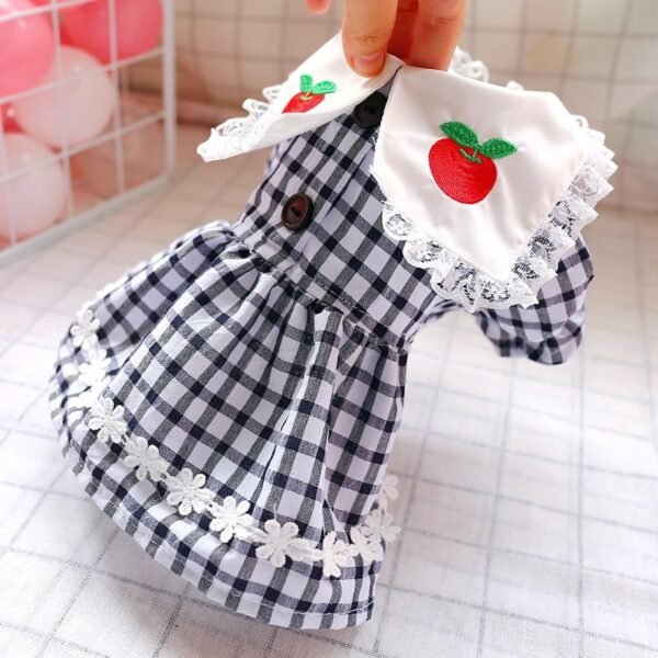 Pet Clothing Teddy Bear Bomei Cat Dog Spring And Summer Princess Plaid Lace Dress Small Dog Clothing - Image 6