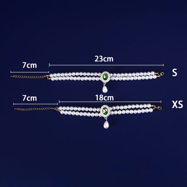 Double-layer Pearl Pet Necklace Maltese Puppy Luxurious Color Gem Pendant Princess Collar - Image 8