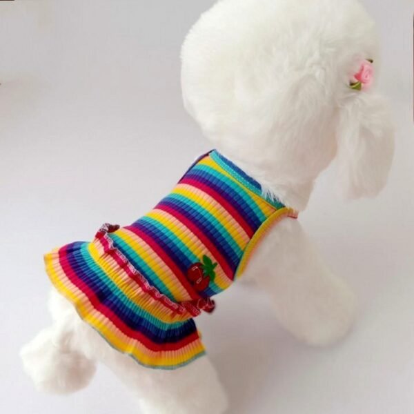 Pet Color Striped Cherry Princess Dress - Image 4