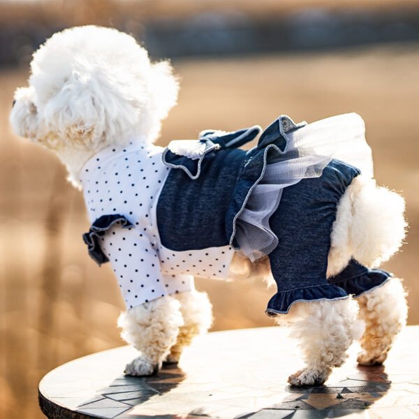 Pet Spring And Summer Thin New Denim Bow Princess Mesh Pettiskirt - Image 10