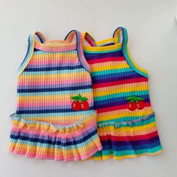 Pet Color Striped Cherry Princess Dress - Image 3