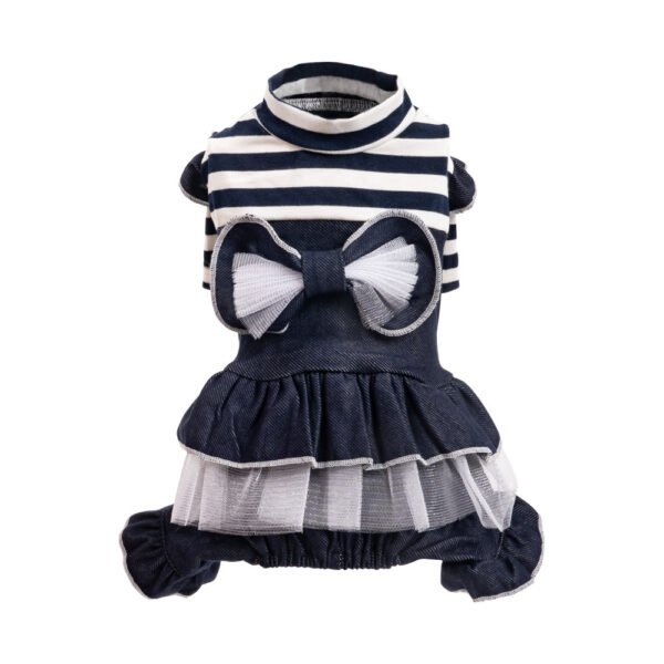 Pet Spring And Summer Thin New Denim Bow Princess Mesh Pettiskirt - Image 9