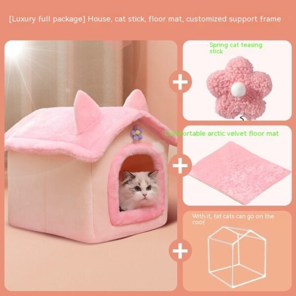Cute Princess Cat Nest Thickened Puppet Winter Cat Pet Princess Bed - Image 4