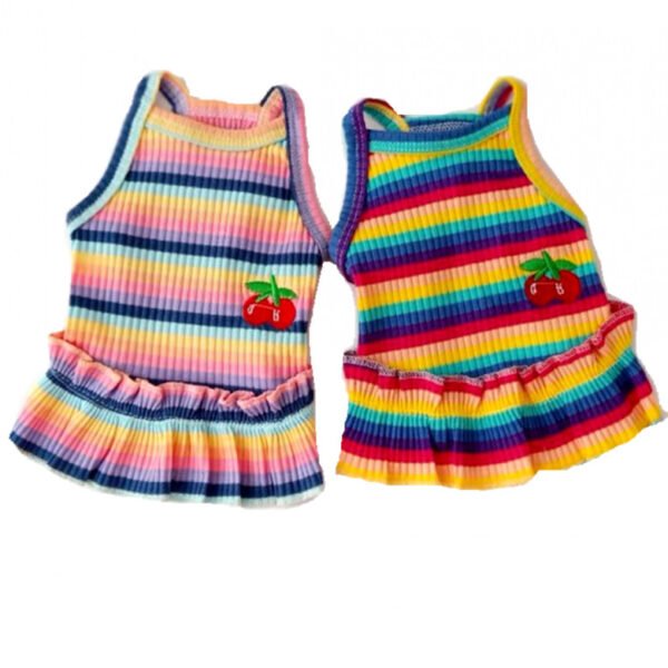 Pet Color Striped Cherry Princess Dress - Image 5