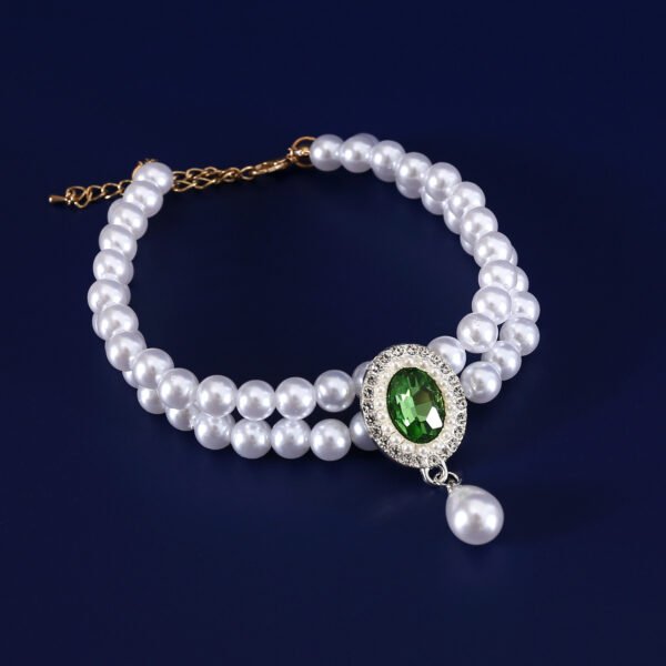 Double-layer Pearl Pet Necklace Maltese Puppy Luxurious Color Gem Pendant Princess Collar - Image 3