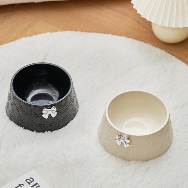Pet Dog Food Bowls Lovely Bowknot Puppy Feeder Dish Bowl Diamond Pattern Bow Cat Bowl For Water Sweet Princess Pet Feeding Bowls - Image 7