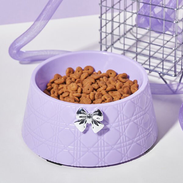 Pet Dog Food Bowls Lovely Bowknot Puppy Feeder Dish Bowl Diamond Pattern Bow Cat Bowl For Water Sweet Princess Pet Feeding Bowls - Image 9