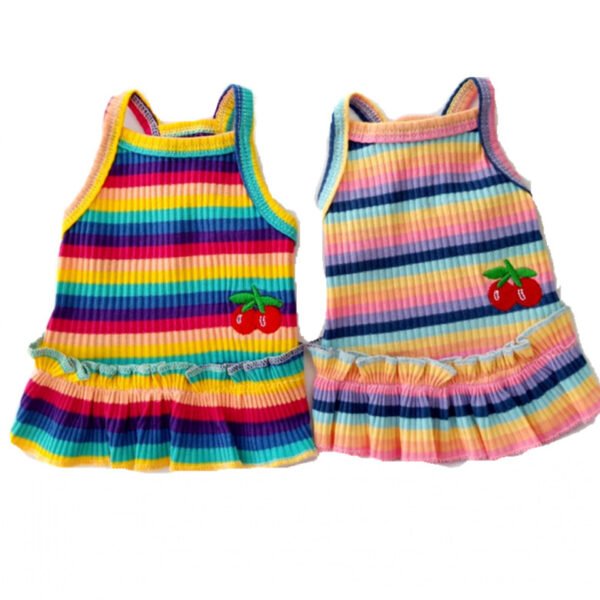 Pet Color Striped Cherry Princess Dress - Image 6
