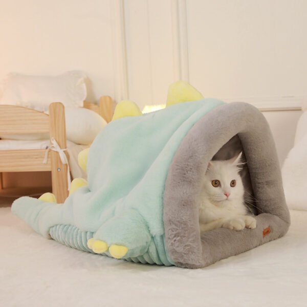 Warm Semi-enclosed Dinosaur Cat Bed Thickened Pet Supplies - Image 2