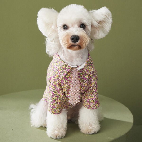 Plush Flower Shirt Teddy Schnauzer Pomeranian VIP Kitty Pet Fall Winter Apparel - Image 7