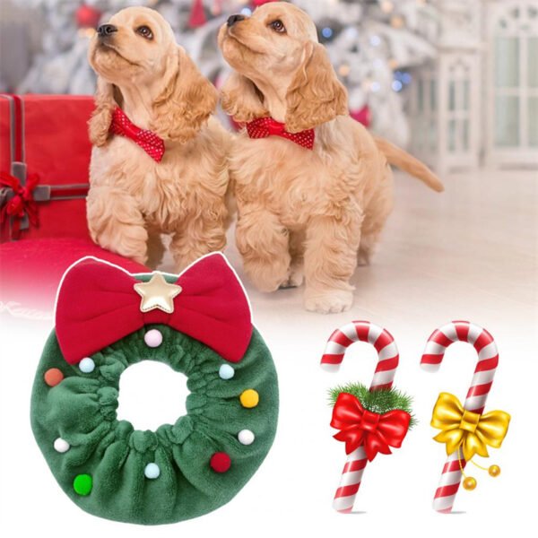 Christmas Pet Bow-knot Collar Friendly To Skin Xmas Pet Scarf WashableParty Pet Dog Neck Strap Scarf Photo Prop Pet Supplies - Image 2