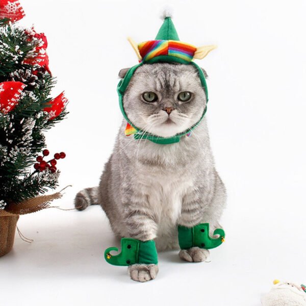 Pet Supplies Dog Christmas Hat 4-piece Green Foot Cover - Image 4