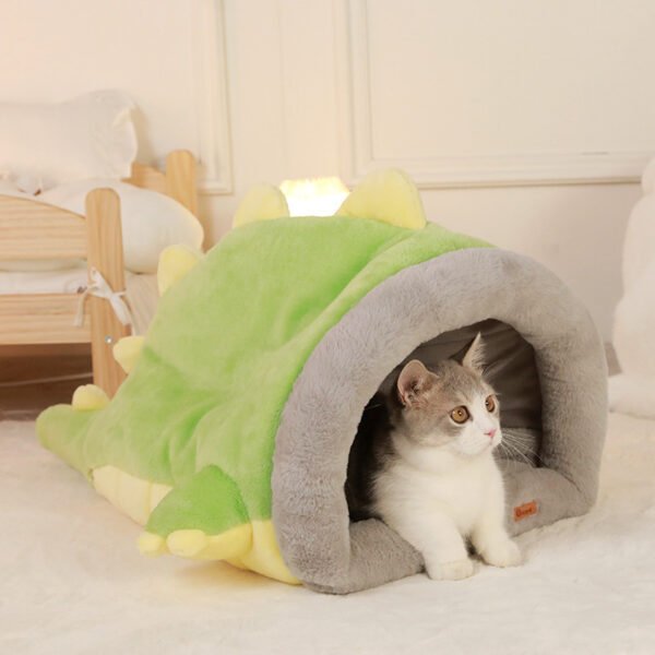 Warm Semi-enclosed Dinosaur Cat Bed Thickened Pet Supplies - Image 3