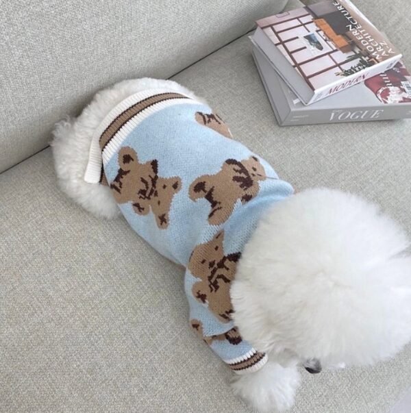 Dog Cat Sweater Preppy Style V-neck Striped Vest Pet Puppy Winter Warm Clothes Apparel For Dogs Cats - Image 4
